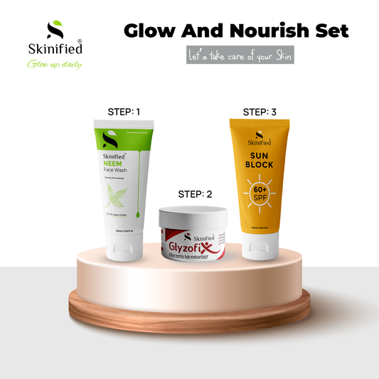 Glow And Nourish Set(Neem Face Wash + Glyzofix Cream + Sun Block)
