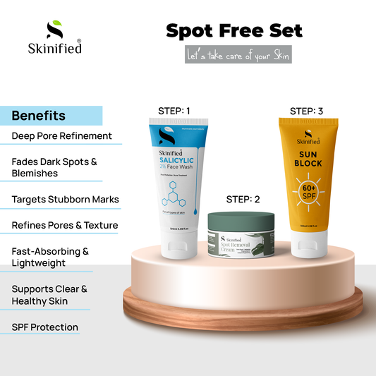 Spot Free Set(Salicylic Face Wash + Spot Removal Cream + Sun Block)